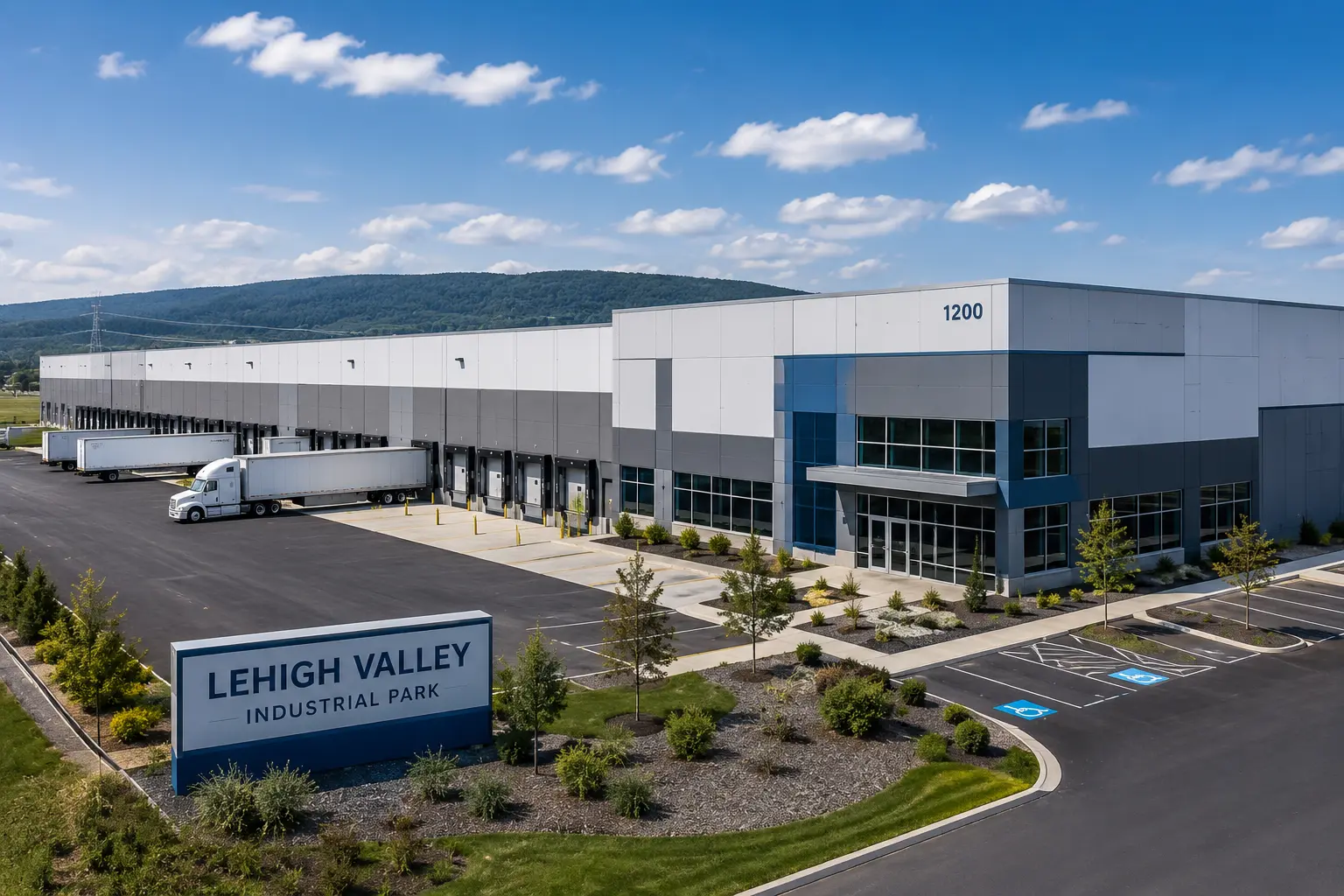 Modern industrial warehouse and distribution facility in Lehigh Valley Pennsylvania