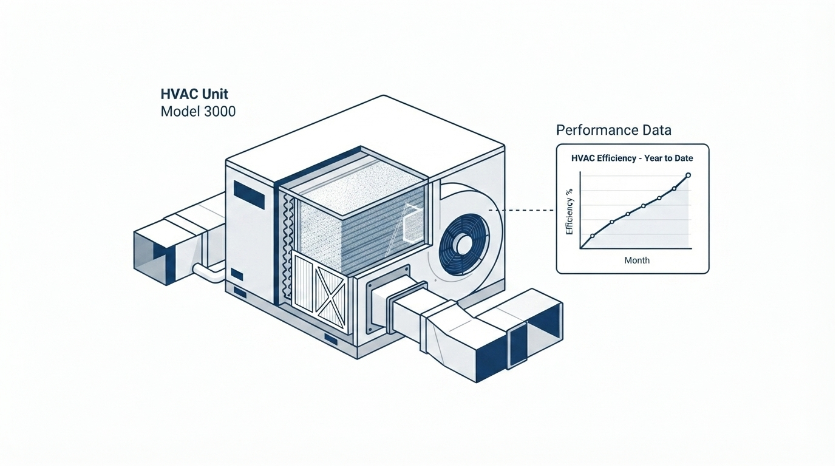  Illustration of predictive maintenance monitoring for a commercial HVAC system 