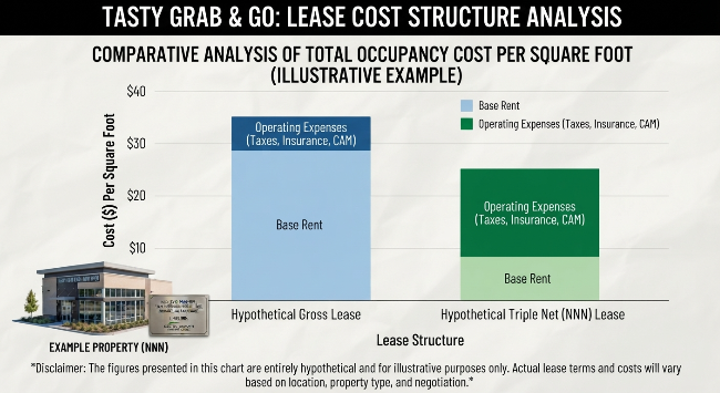  Chart comparing implied cap rate for two properties with equal NOI but different values 